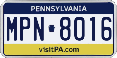 PA license plate MPN8016