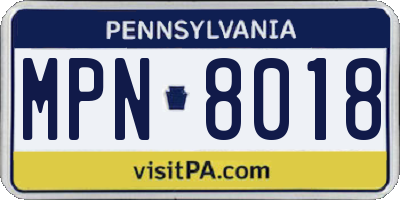PA license plate MPN8018