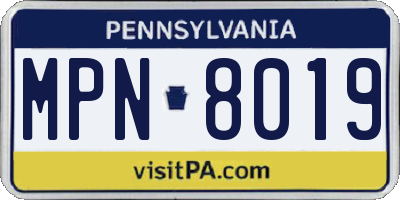 PA license plate MPN8019