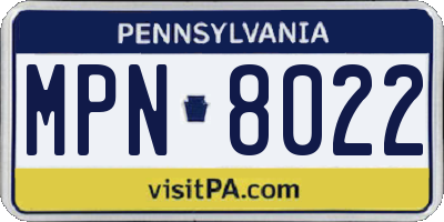 PA license plate MPN8022