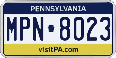 PA license plate MPN8023