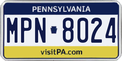 PA license plate MPN8024