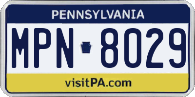 PA license plate MPN8029