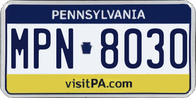 PA license plate MPN8030