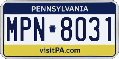 PA license plate MPN8031