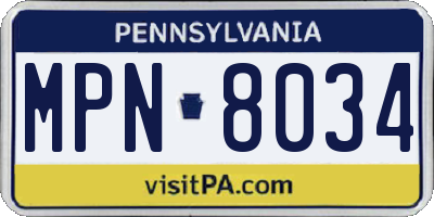 PA license plate MPN8034