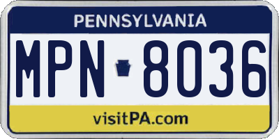 PA license plate MPN8036