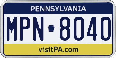 PA license plate MPN8040