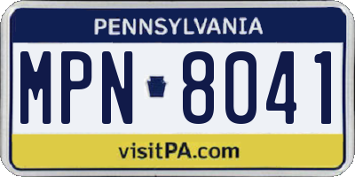 PA license plate MPN8041