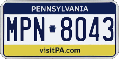 PA license plate MPN8043