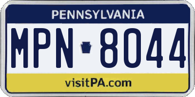 PA license plate MPN8044
