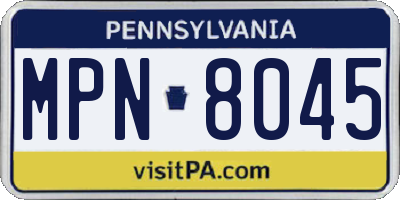 PA license plate MPN8045
