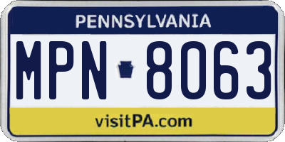 PA license plate MPN8063