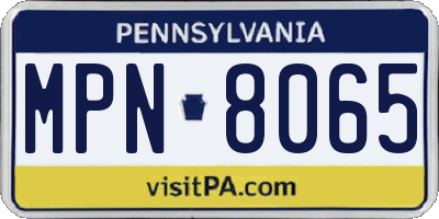 PA license plate MPN8065
