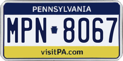 PA license plate MPN8067