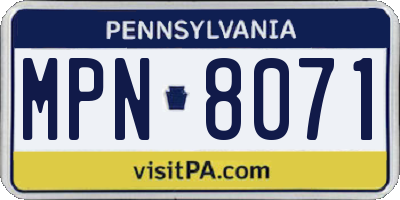 PA license plate MPN8071