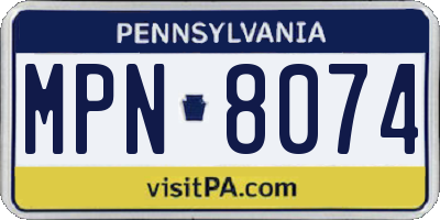 PA license plate MPN8074