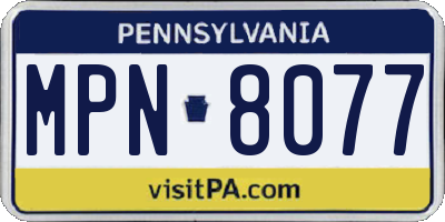 PA license plate MPN8077