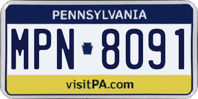 PA license plate MPN8091