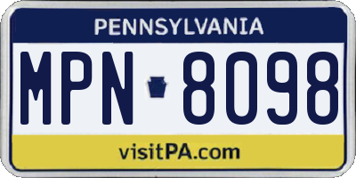PA license plate MPN8098