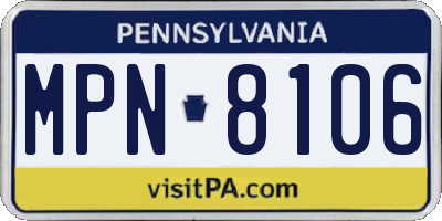 PA license plate MPN8106