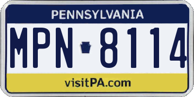 PA license plate MPN8114
