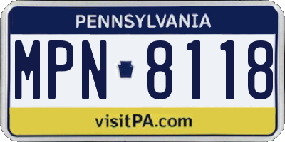PA license plate MPN8118