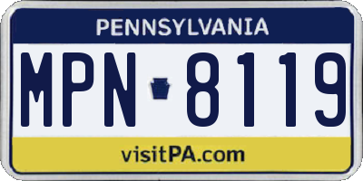PA license plate MPN8119