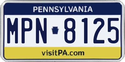 PA license plate MPN8125