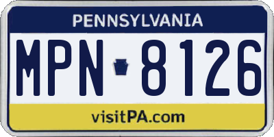 PA license plate MPN8126