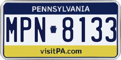 PA license plate MPN8133