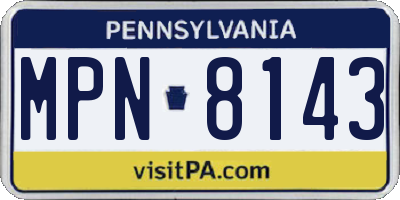 PA license plate MPN8143