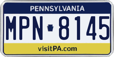 PA license plate MPN8145