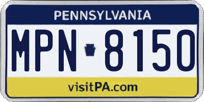 PA license plate MPN8150
