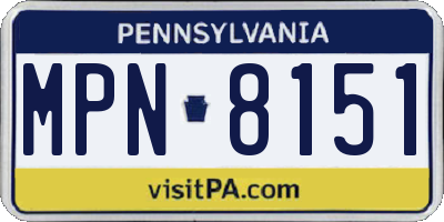 PA license plate MPN8151