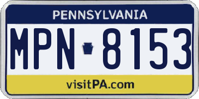 PA license plate MPN8153