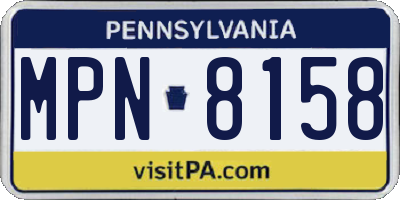 PA license plate MPN8158