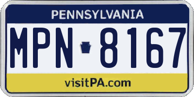 PA license plate MPN8167