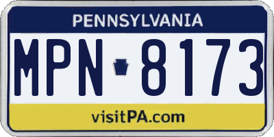 PA license plate MPN8173