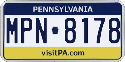 PA license plate MPN8178