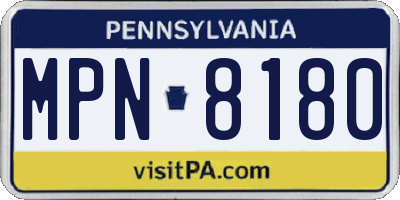 PA license plate MPN8180