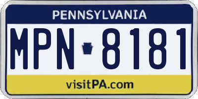 PA license plate MPN8181