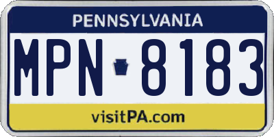 PA license plate MPN8183