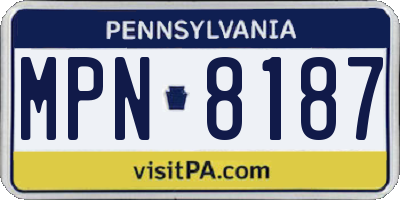 PA license plate MPN8187