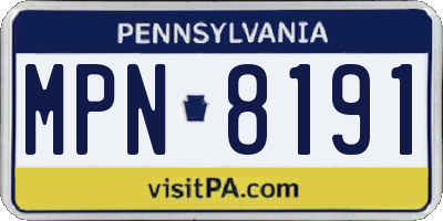 PA license plate MPN8191