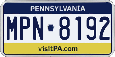 PA license plate MPN8192