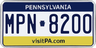 PA license plate MPN8200