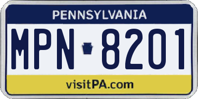 PA license plate MPN8201