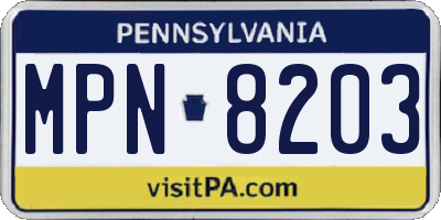 PA license plate MPN8203