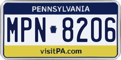 PA license plate MPN8206